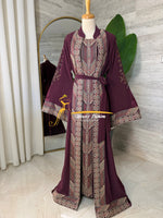 Luxury Burgundy Embroidered Caftan Set - Style H426A