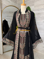 Luxury Black Embroidered Caftan Set- Style H426C