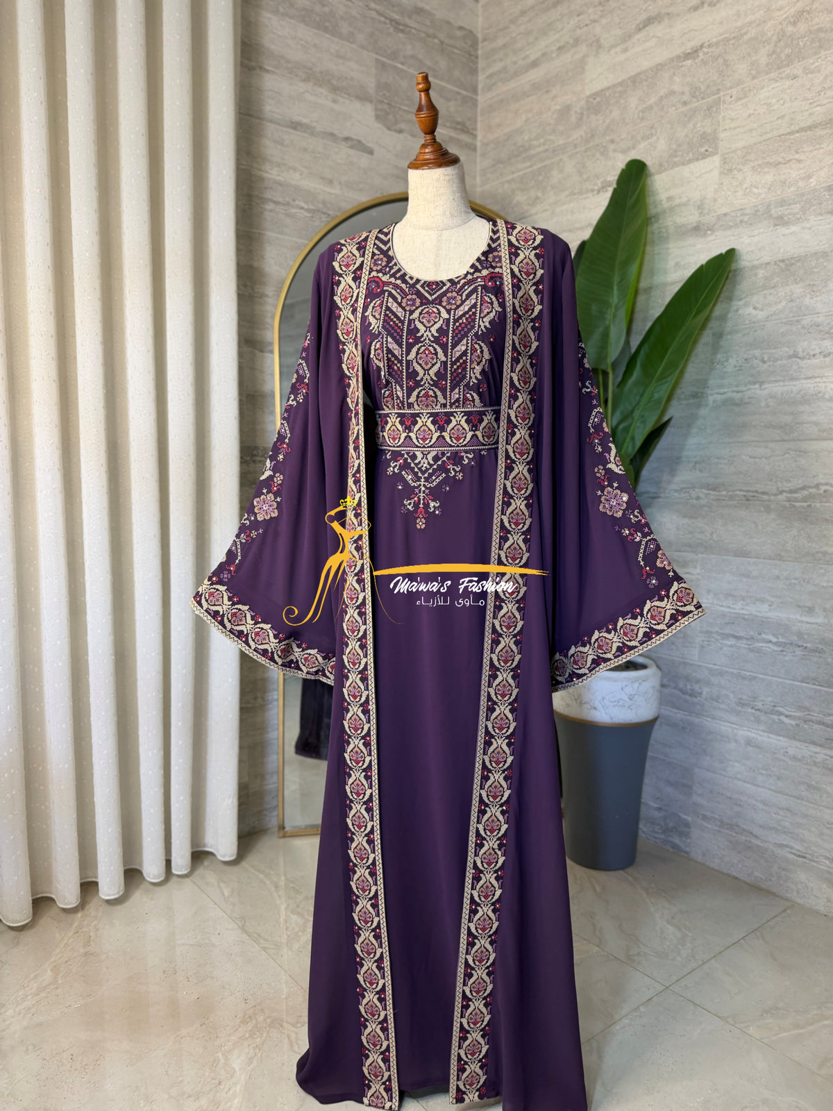 Royal Purple Embroidered Kaftan (2-Piece) Stayle NQ726 C