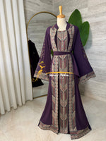 Luxury Deep Purple Embroidered Caftan Set- Style H426D