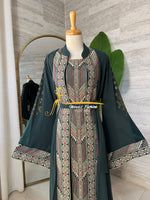 Luxury Emerald Green Embroidered Caftan Set- Style H426E