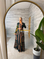 Luxury Emerald Green Embroidered Kaftan with Saya Belt - Style SHM24126