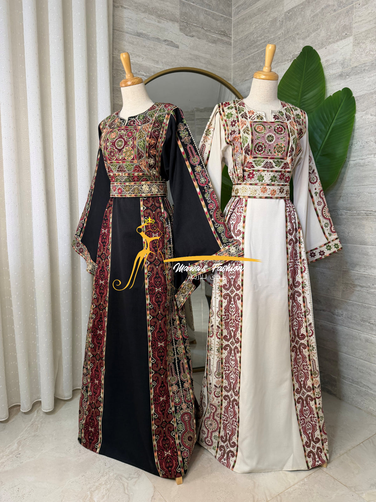 Luxury Beige Heritage Embroidered Thobe - Style- GM526B