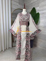 Ivory Cream Thobe with Heritage Embroidery Thobe - Style G226 B