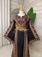 Luxury Black Heavy Embroidered Thobe with Handmade Beading - Style MG526A