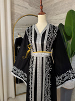 Elegant 3-Piece Black & Silver Embroidered Kaftan- Style NQ526