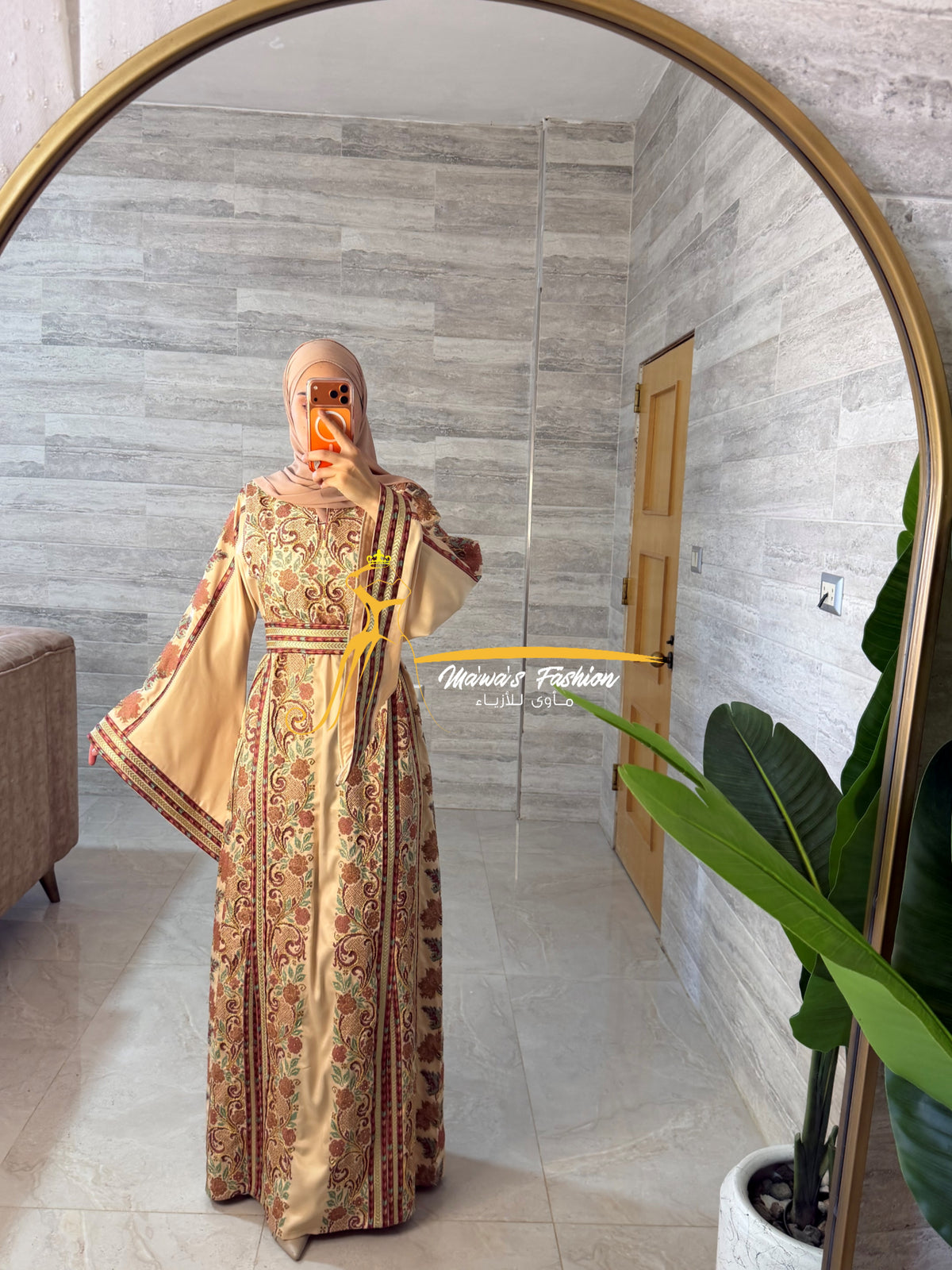 Champagne Beige Palestinian Thobe – Style MZ326B