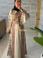 Luxury Beige Heritage Embroidered Thobe - Style- GM526B