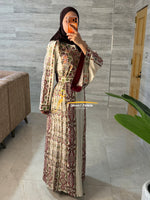 Luxury Beige Heritage Embroidered Thobe - Style- GM526B