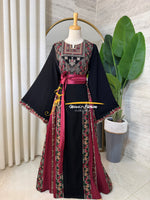 Elegant Embroidered Thobe –Black & Burgundy- Style HZ526D