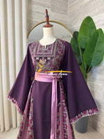 Elegant Embroidered Thobe – Dark Purple& Mauve- Style HZ526 B