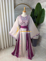 Elegant Embroidered Thobe – Beige & Purple - Style HZ526 A