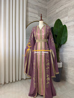 3-Piece Mauve & Gold Luxury Kaftan - Style HK8026A