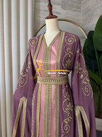 3-Piece Mauve & Gold Luxury Kaftan - Style HK8026A