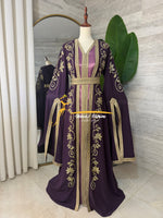 3-Piece Royal Purple & Gold Luxury Kaftan - Style HK8026B