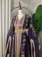 3-Piece Royal Purple & Gold Luxury Kaftan - Style HK8026B