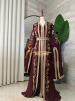 3-Piece Burgundy &Gold Luxury Kaftan - Style HK8026D
