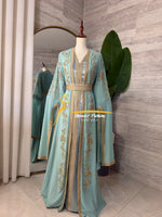 3-Piece Mint Green & Gold Luxury Kaftan - Style HK8026F