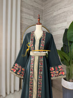 Luxury Dark Emerald Embroidered Kaftan - Style H3226C