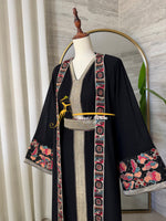 Luxury Midnight Black Embroidered Kaftan - Style H3226D