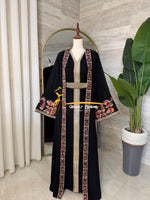 Luxury Midnight Black Embroidered Kaftan - Style H3226D