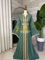 Luxury Sage Green KaftanEmbroidery- Style H3426A