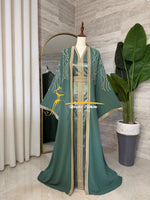 Luxury Sage Green KaftanEmbroidery- Style H3426A