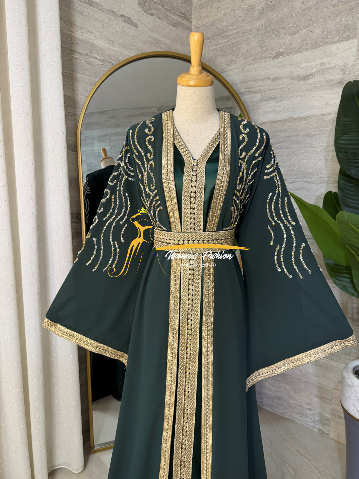 Luxury Dark Emerald KaftanEmbroidery- Style H3426B