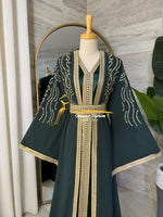 Luxury Dark Emerald KaftanEmbroidery- Style H3426B