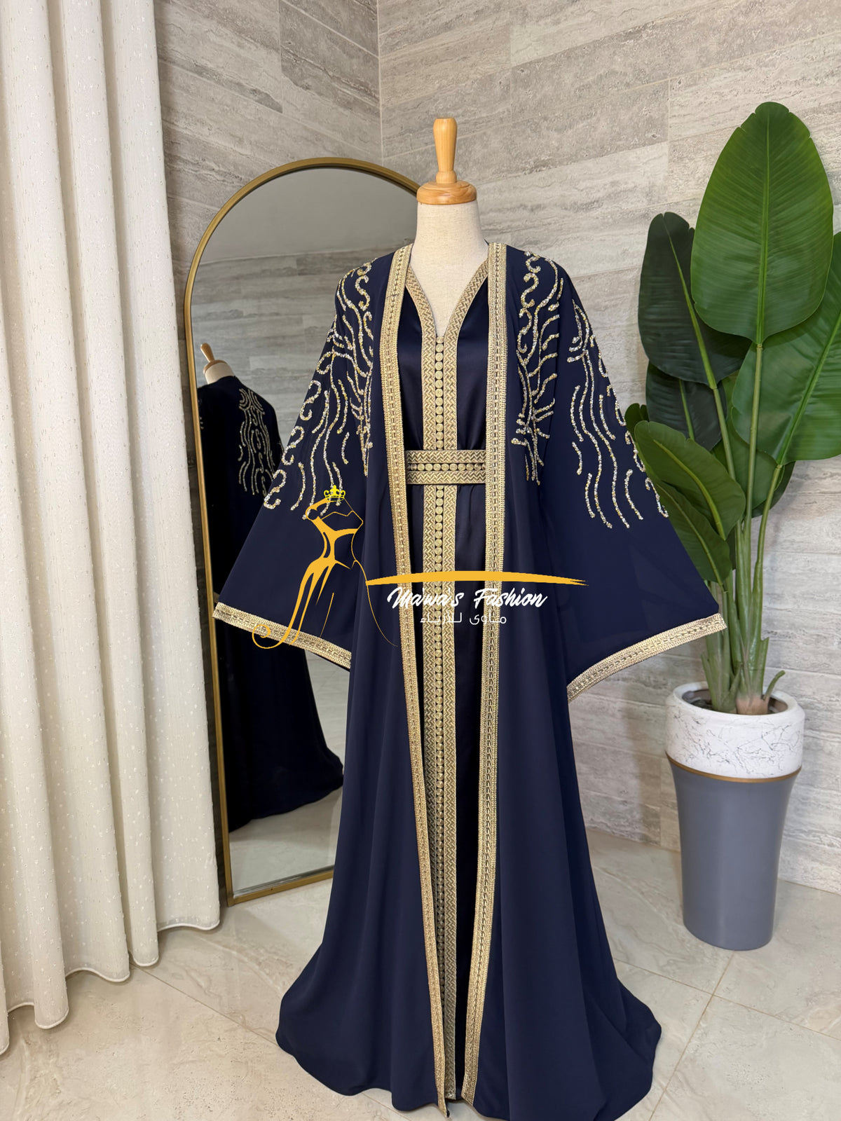 Luxury Navy Blue KaftanEmbroidery- Style H3426C